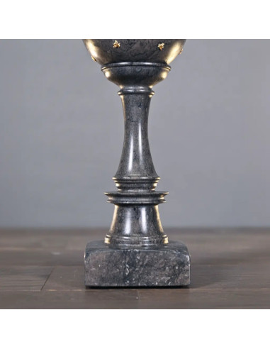 灰色/黑色大理石 "Bilboquet "配金色蜜蜂，经典帝国风格