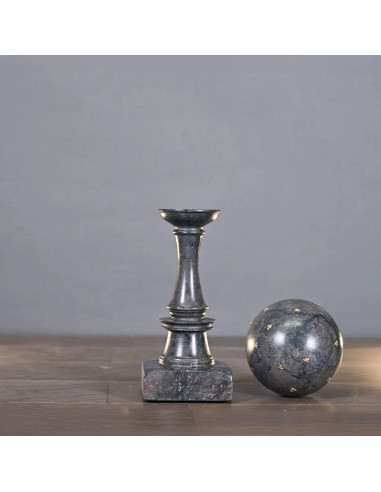 灰色/黑色大理石 "Bilboquet "配金色蜜蜂，经典帝国风格