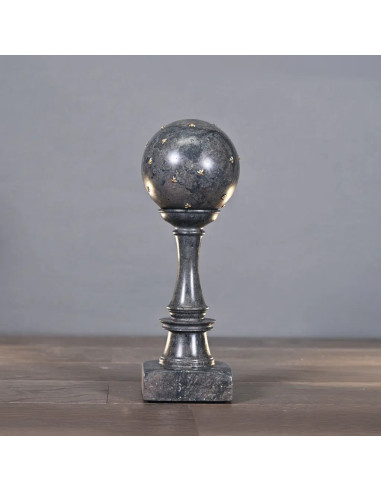 灰色/黑色大理石 "Bilboquet "配金色蜜蜂，经典帝国风格