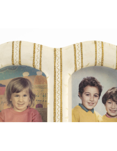 1960s photo frame for two resin photos.