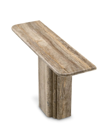 Console table, silver travertine top