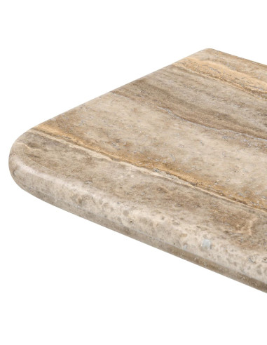 Console table, silver travertine top