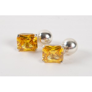 Pair of cuff buttons in solid silver and color zirconium oxide 2