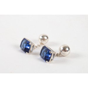 Pair of cuff buttons in solid silver and color zirconium oxide 2