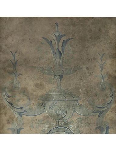 蓝色全景图，19 世纪风格，纸张做旧，裱在帆布上