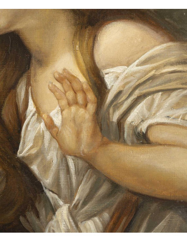 布面油画，少女和她的小鸟，19 世纪，拿破仑三世。
