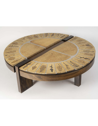 Table basse de Roger Capron, bois et...