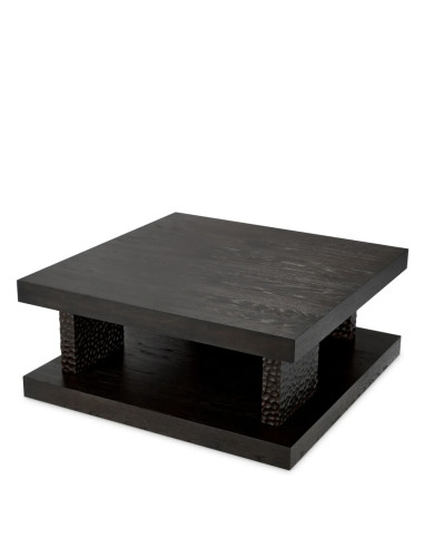 Coffee table in black oak, textured...