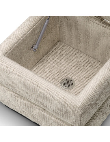 Stool in beige fabric and...