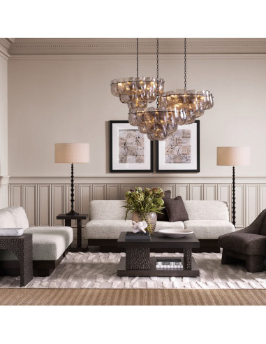 Off-white fabric sofa with charcoal...