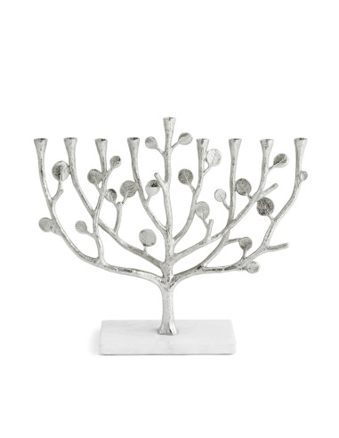 Contemporary silver-plated menorah...