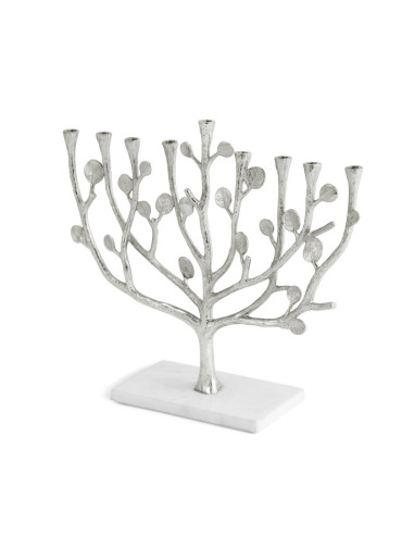 Contemporary silver-plated menorah...