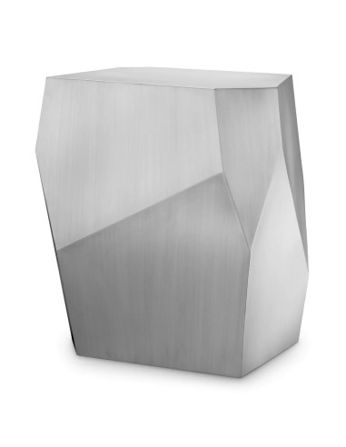 Side table in brushed steel finish