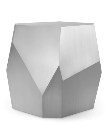 Side table in brushed steel finish