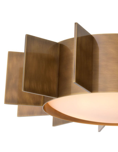 Brass ceiling light with white glass...