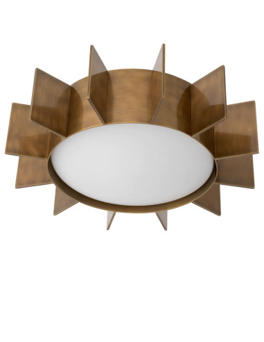 Brass ceiling light with white glass...