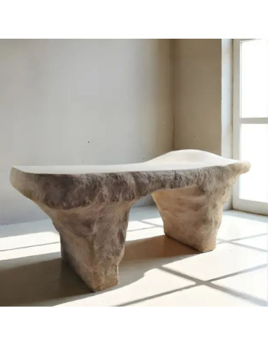 Rough stone-look design console in...