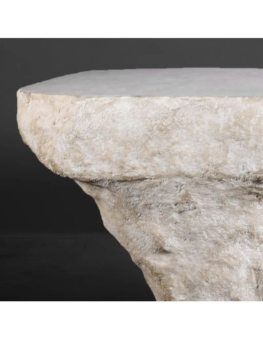 Rough stone-look design console in...