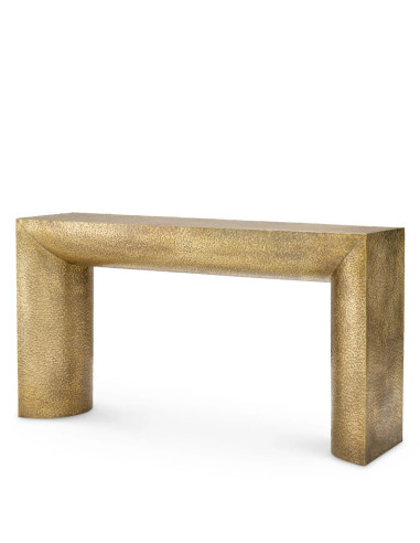 Hand-hammered brass wall console
