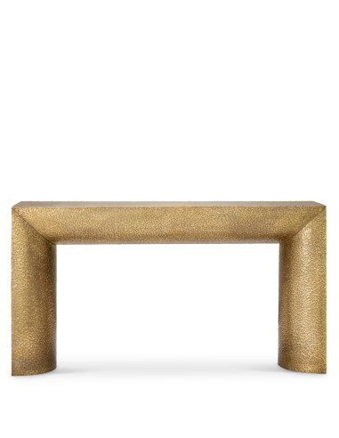 Hand-hammered brass wall console