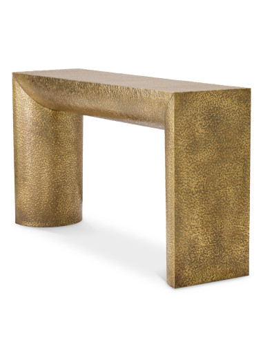 Hand-hammered brass wall console