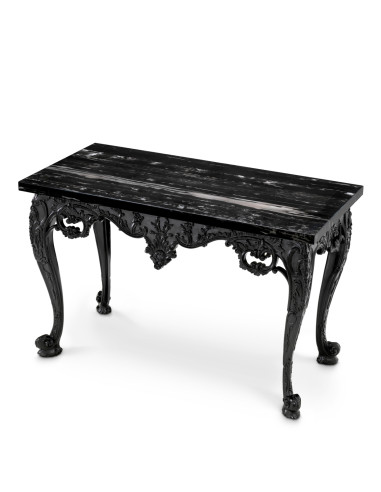 Black marble and carved wood console