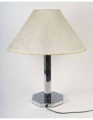 Art Deco tafellamp, perkamenten kap,...