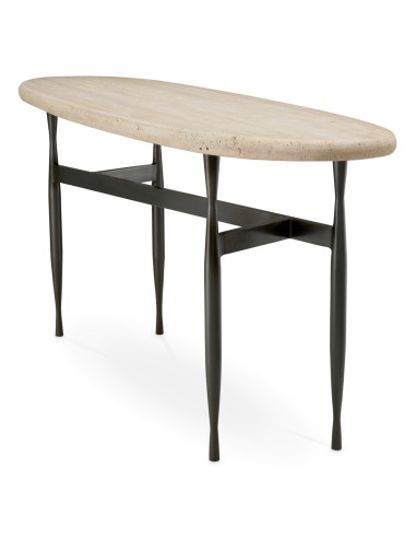 Natural travertine stone console with...