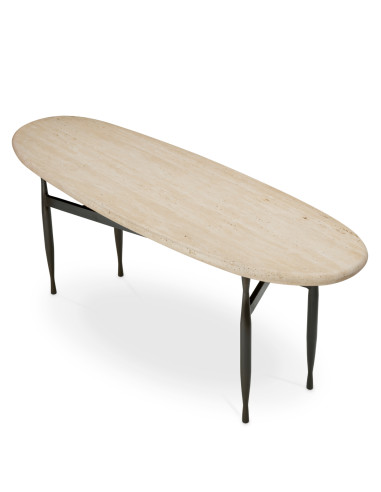 Natural travertine stone console with...