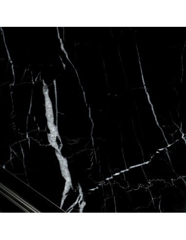 Black marble console with black waxed...