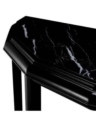 Black marble console with black waxed...