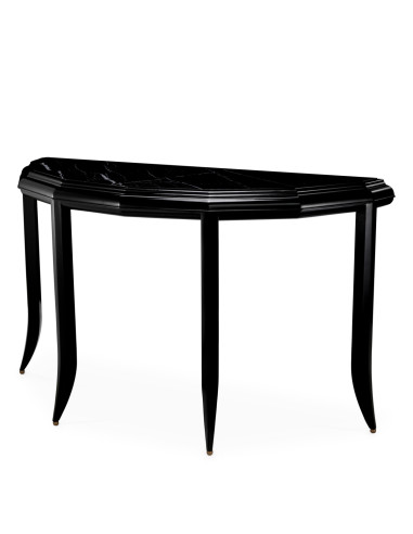 Black marble console with black waxed...