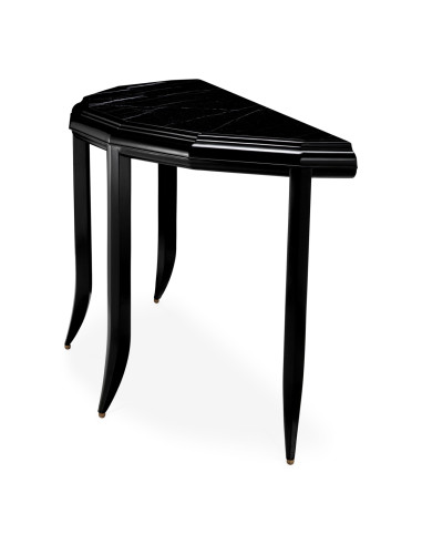 Black marble console with black waxed...