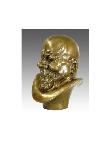 Bronze bust sculpture with contracted...