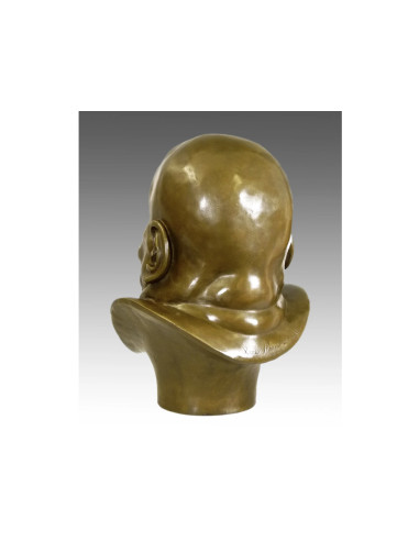 Bronze bust sculpture with contracted...