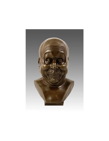 Sculpture of a striking head, bronze...