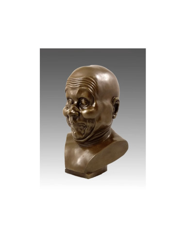 Sculpture of a striking head, bronze...