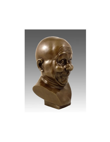 Sculpture of a striking head, bronze...