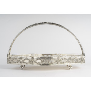 镀银金属和水晶碗，新艺术风格，1900 年。 2