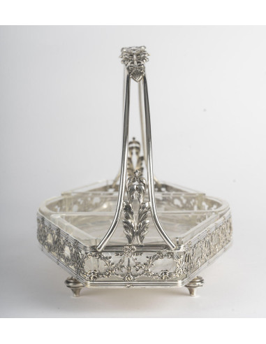镀银金属和水晶碗，新艺术风格，1900 年。