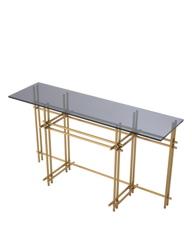 Console in geborsteld messing en...