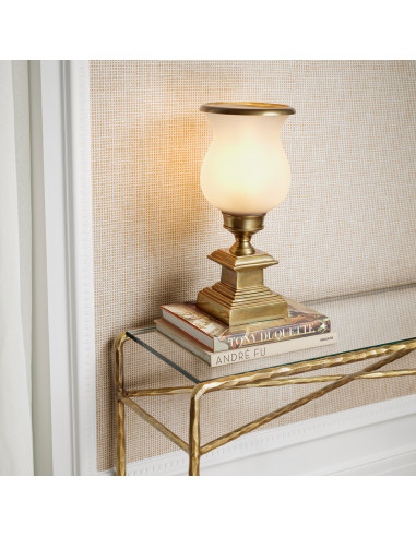 Design console in brass and clear glass