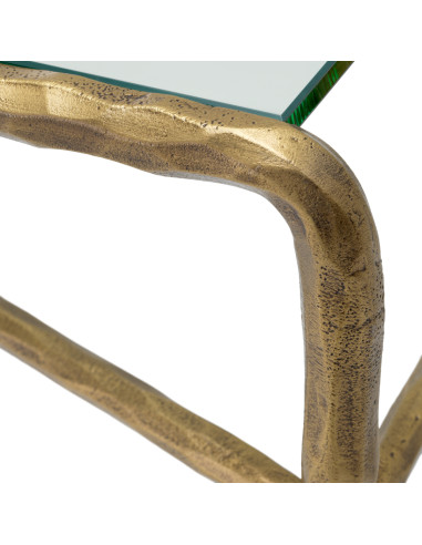 Design console in brass and clear glass