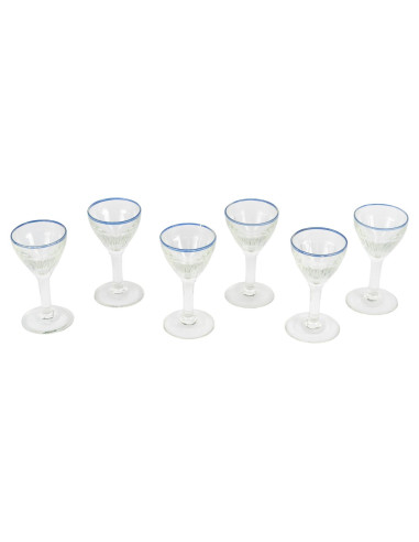 一套 6 个水晶利口酒杯，20 世纪。