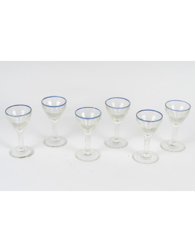 一套 6 个水晶利口酒杯，20 世纪。