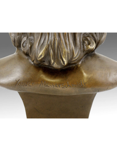 Bust of a character in patinated...