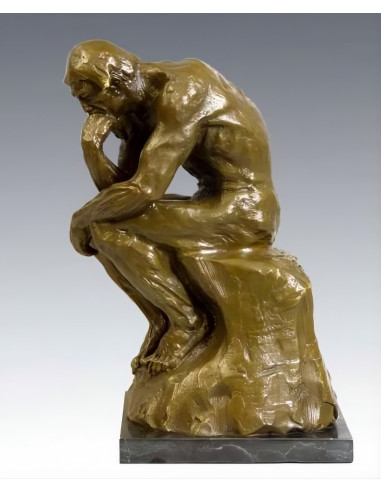 思想者》青铜雕塑，带棕色铜锈，20 世纪现代作品
