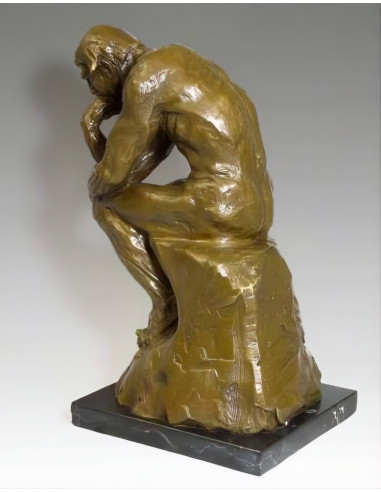 思想者》青铜雕塑，带棕色铜锈，20 世纪现代作品