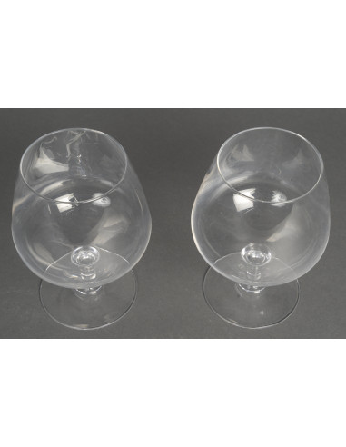 2 crystal cognac glasses.