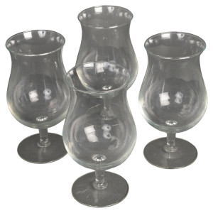 4 copas de cristal, siglo XX.